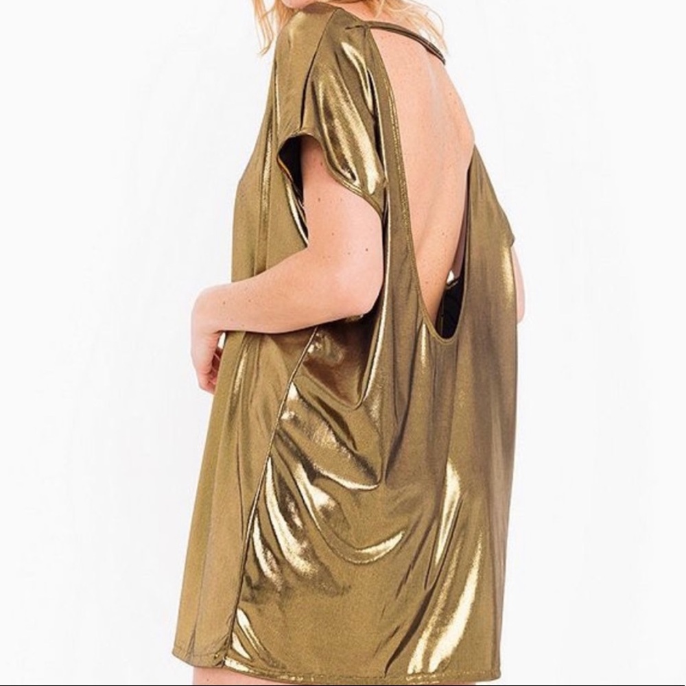 Shiny Metallic Gold Low Back Tunic AmericanApparel
